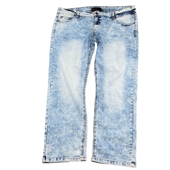 Rocawear Jeans Men 42W x 32L Blue‎ Acid Wash Skinny High Rise Cotton Stretch - Picture 1 of 13